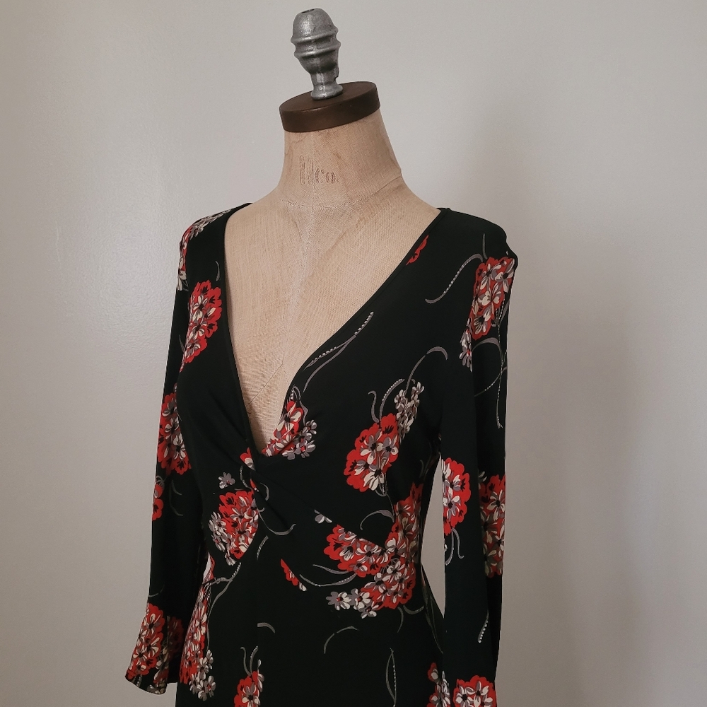Vintage Laundry by Shelli Segal Black & Red Floral Dress Whimsigoth 6 - Picture 10 of 15